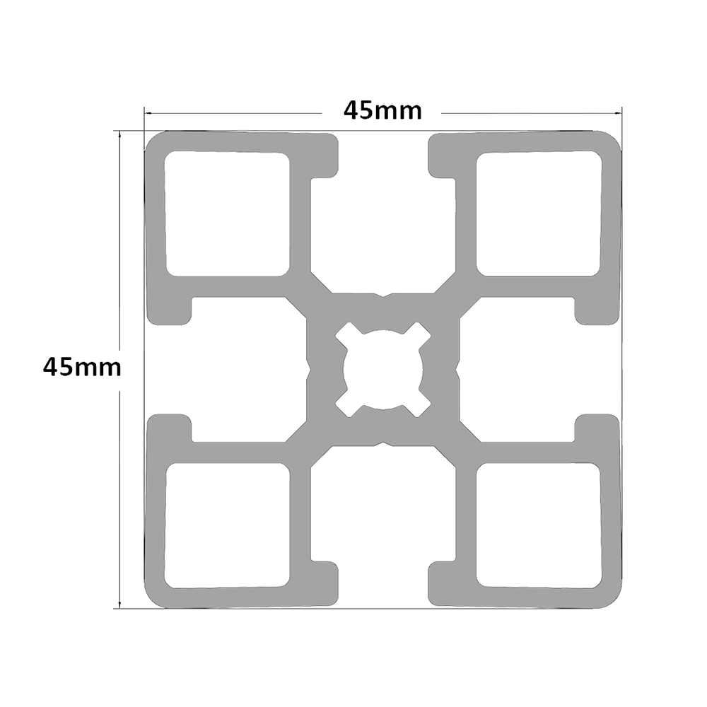 10-4545H-0-800MM MODULAR SOLUTIONS EXTRUDED PROFILE<br>45MM X 45MM HEAVY, CUT TO THE LENGTH OF 800 MM